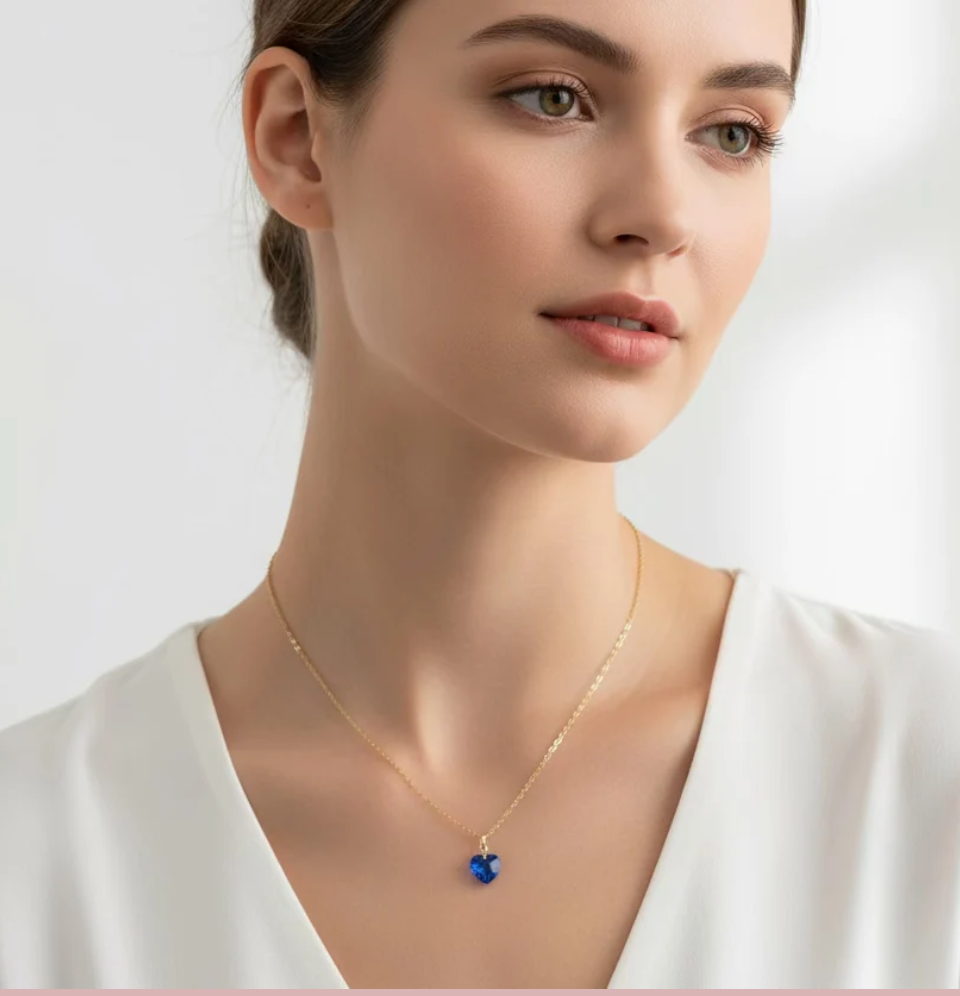 sapphire crystal heart necklace Alyssa Charm Jewelry Blog