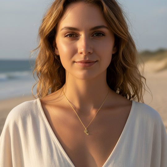 14K Gold Fill Palm Tree Charm Necklace, Handcrafted with love, this 14K gold fill necklace features a delicate palm tree charm