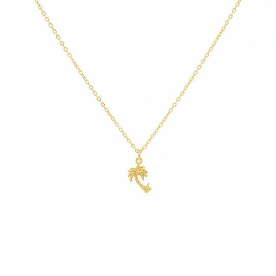 14K Gold Fill Palm Tree Charm Necklace, Handcrafted with love, this 14K gold fill necklace features a delicate palm tree charm