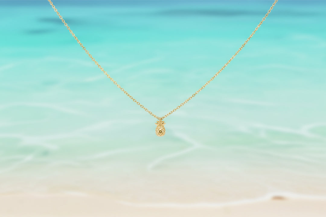 14K Gold Fill Pineapple Charm Necklace, A little tropical vibe with this handmade 14K gold fill charm necklace.