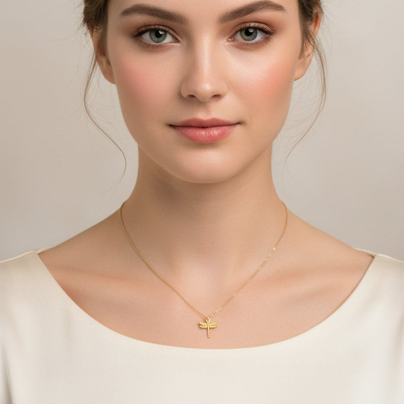 14K Gold Fill Dragonfly Charm Necklace, Elevate your everyday look with this 14K gold fill dragonfly charm necklace.
