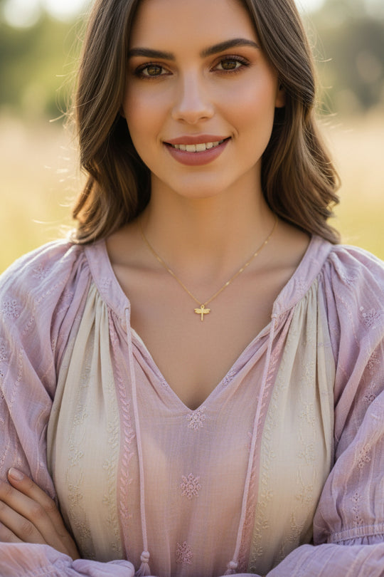 14K Gold Fill Dragonfly Charm Necklace, Elevate your everyday look with this 14K gold fill dragonfly charm necklace.