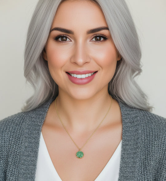 Emerald Green Stardust Charm Necklace