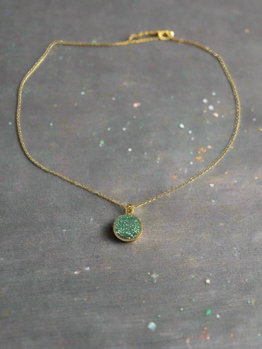 Emerald Green Stardust Charm Necklace
