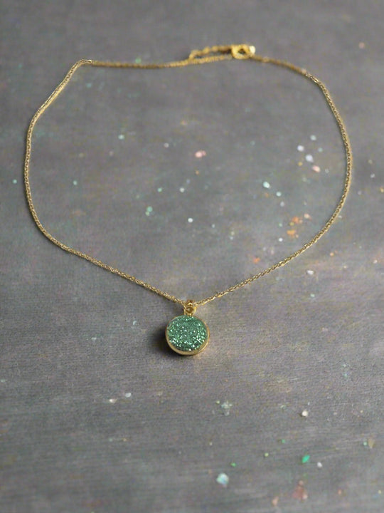 Emerald Green Stardust Charm Necklace