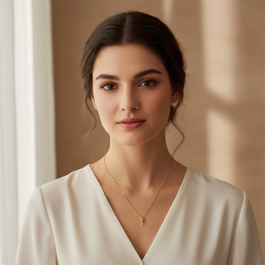 14K Gold Fairy Charm Necklace, our sweet gold fairy charm necklace has an adorable delicate petite fairy with wings, a enchanting charm, a tiny treasure to wear throughout your day.