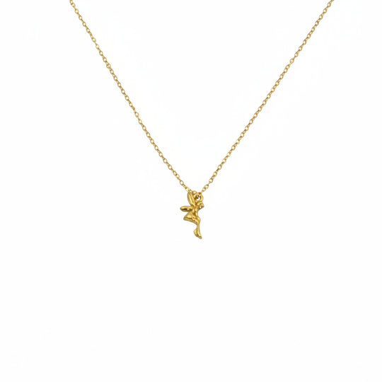 14K Gold Fairy Charm Necklace, our sweet gold fairy charm necklace has an adorable delicate petite fairy with wings, a enchanting charm, a tiny treasure to wear throughout your day.