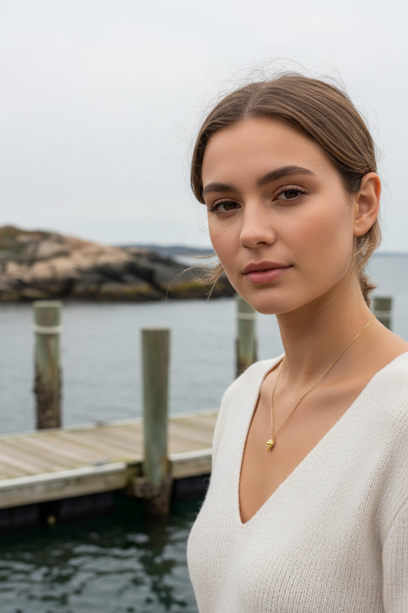 14K Gold Fill Spiral Conch Sea Shell Necklace, Handcrafted with meticulous attention to detail, this 14K gold fill necklace
