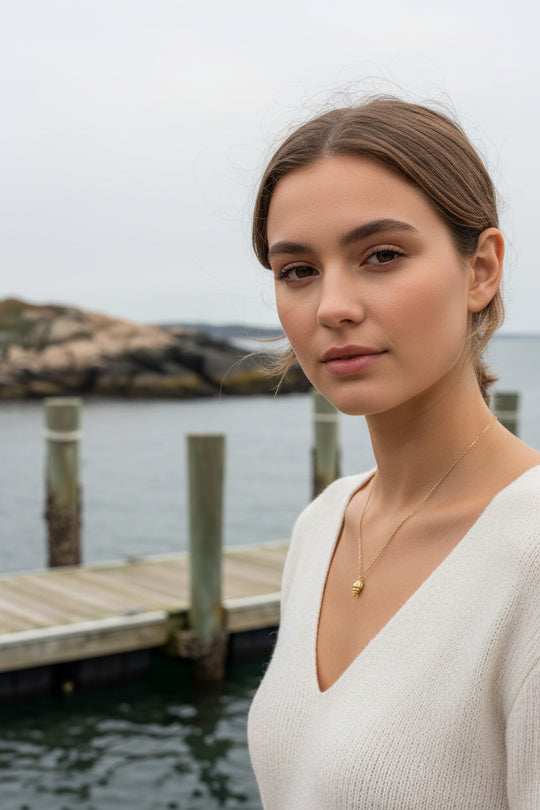 14K Gold Fill Spiral Conch Sea Shell Necklace, Handcrafted with meticulous attention to detail, this 14K gold fill necklace