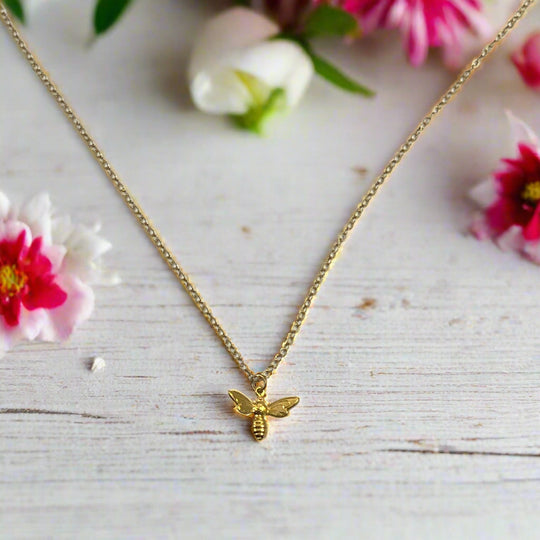 14K Gold Fill Honey Bee Charm Necklace