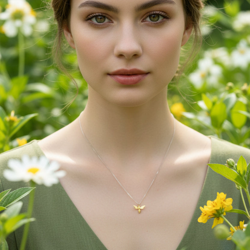 14K Gold Fill Honey Bee Charm Necklace