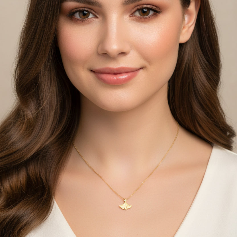 14K Gold Fill Ginkgo Leaf Charm Necklace, Effortless and understated, this ginkgo leaf charm necklace is perfect for everyday wear. 