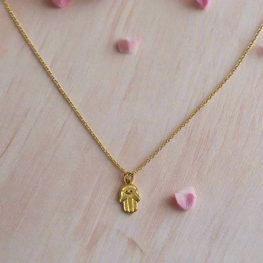 14K Gold Fill Hamsa Hand Eye Charm Necklace