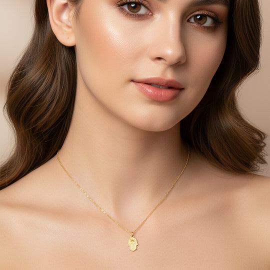 14K Gold Fill Hamsa Hand Eye Charm Necklace