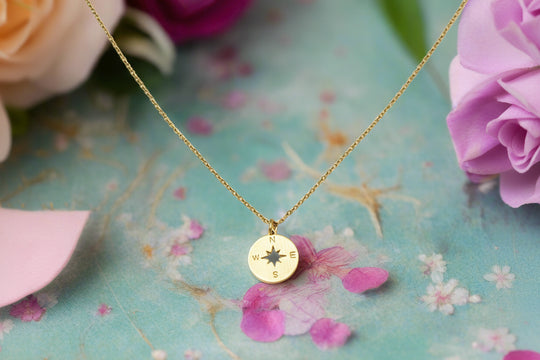 14K Gold Fill Compass Charm Necklace