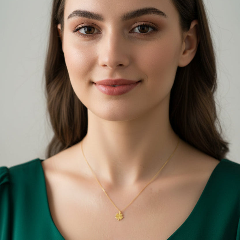 14K Gold Fill Four Leaf Clover Charm Necklace