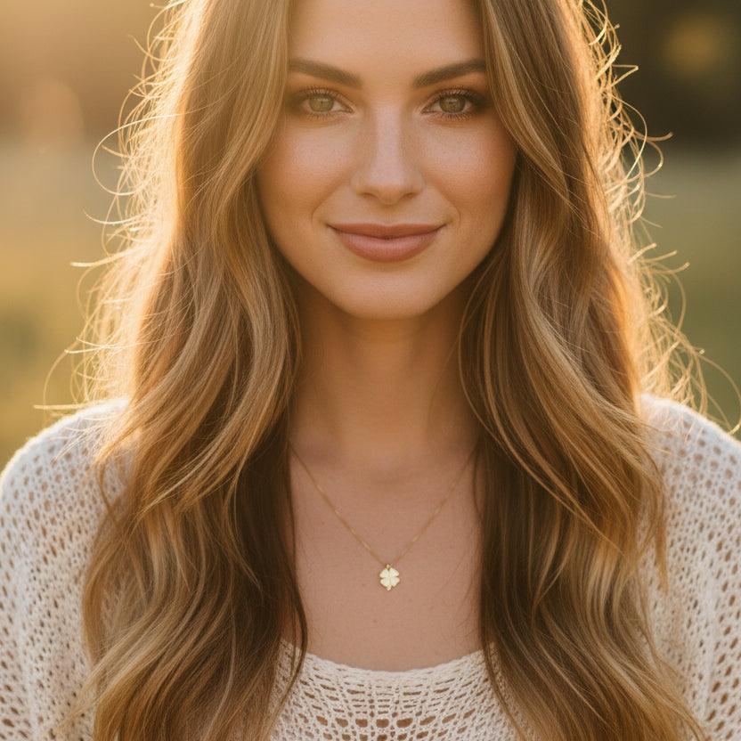 14K Gold Fill Four Leaf Clover Charm Necklace