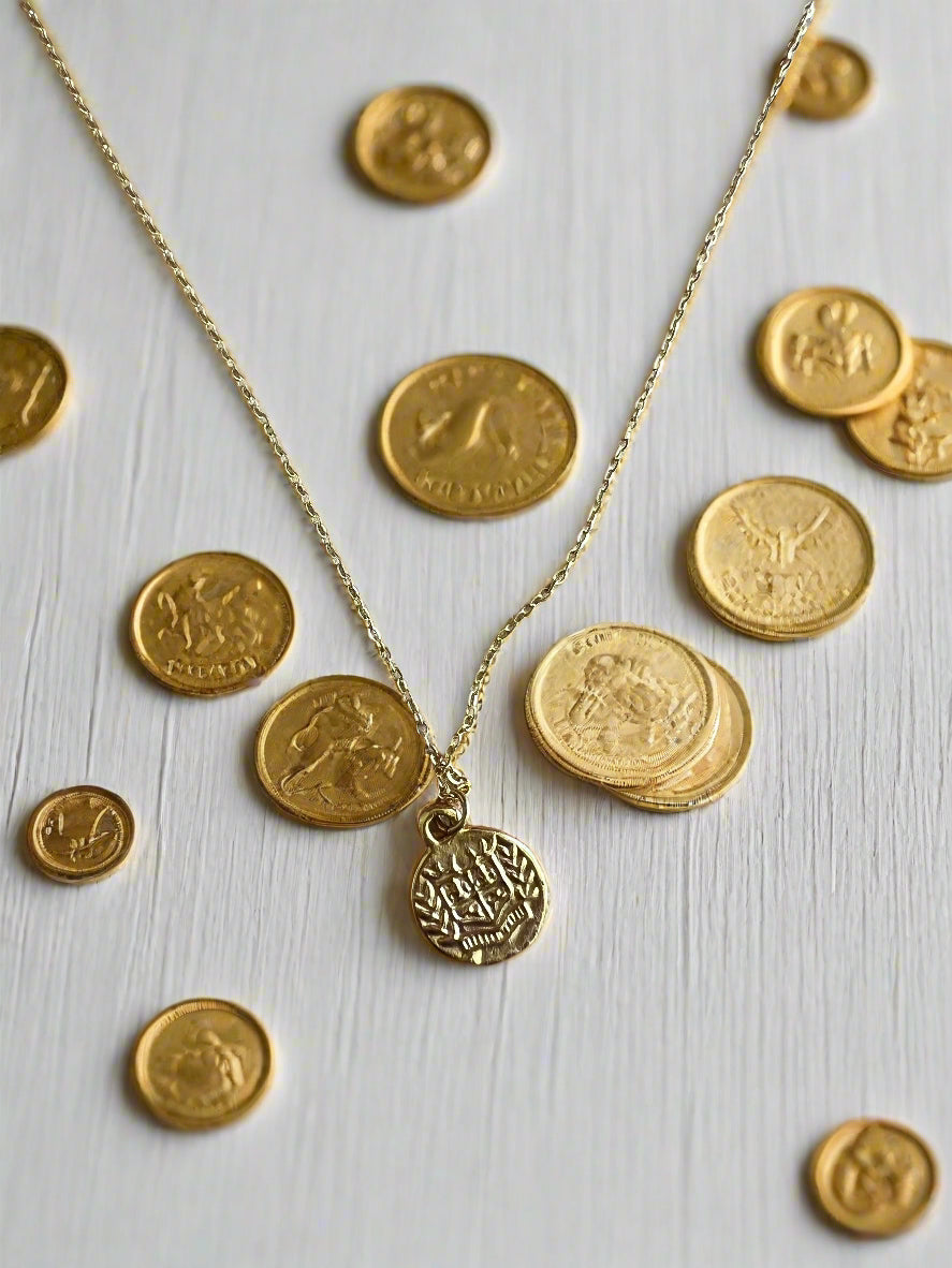 14K Gold Fill Ancient Roman Coin Charm Necklace