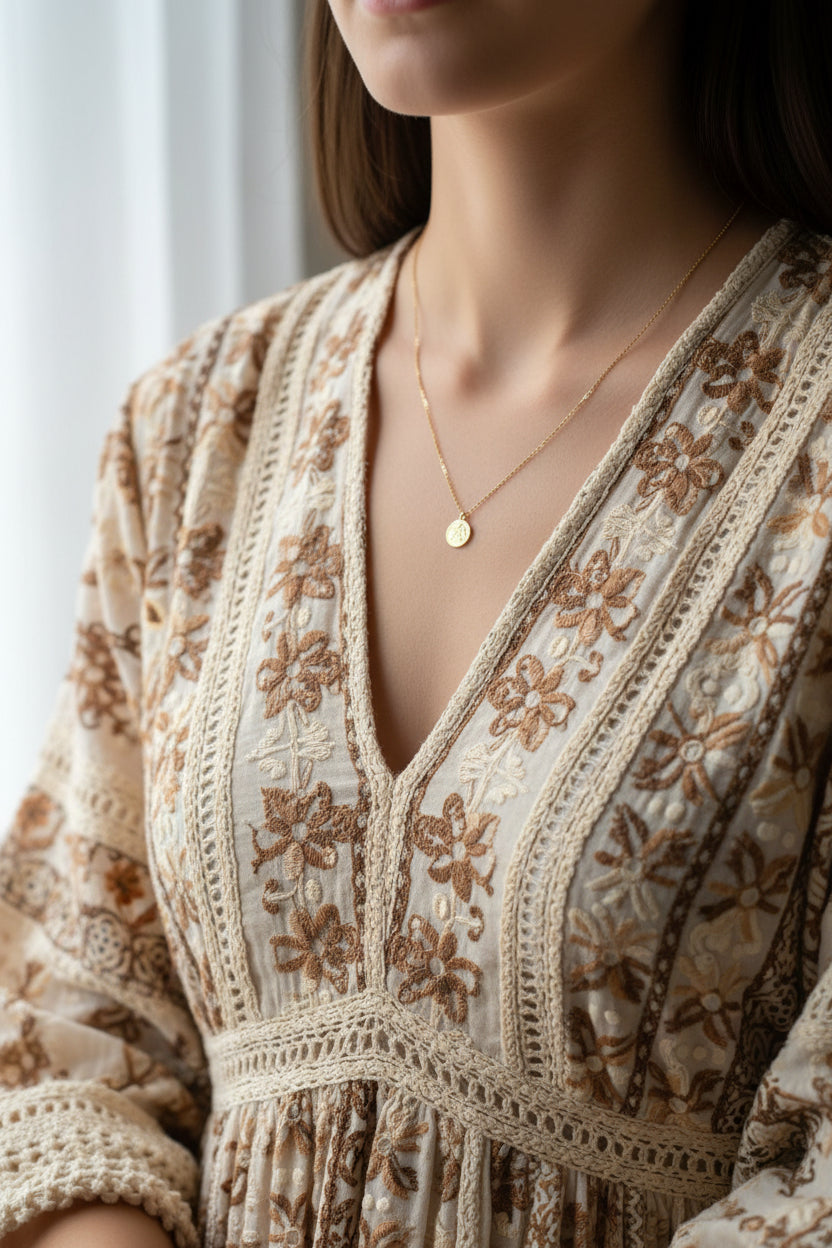 14K Gold Fill Angel Face Medallion Necklace