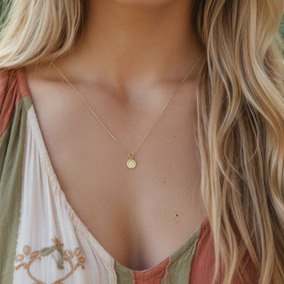 14K Gold Fill Coin Medallion Charm Necklace
