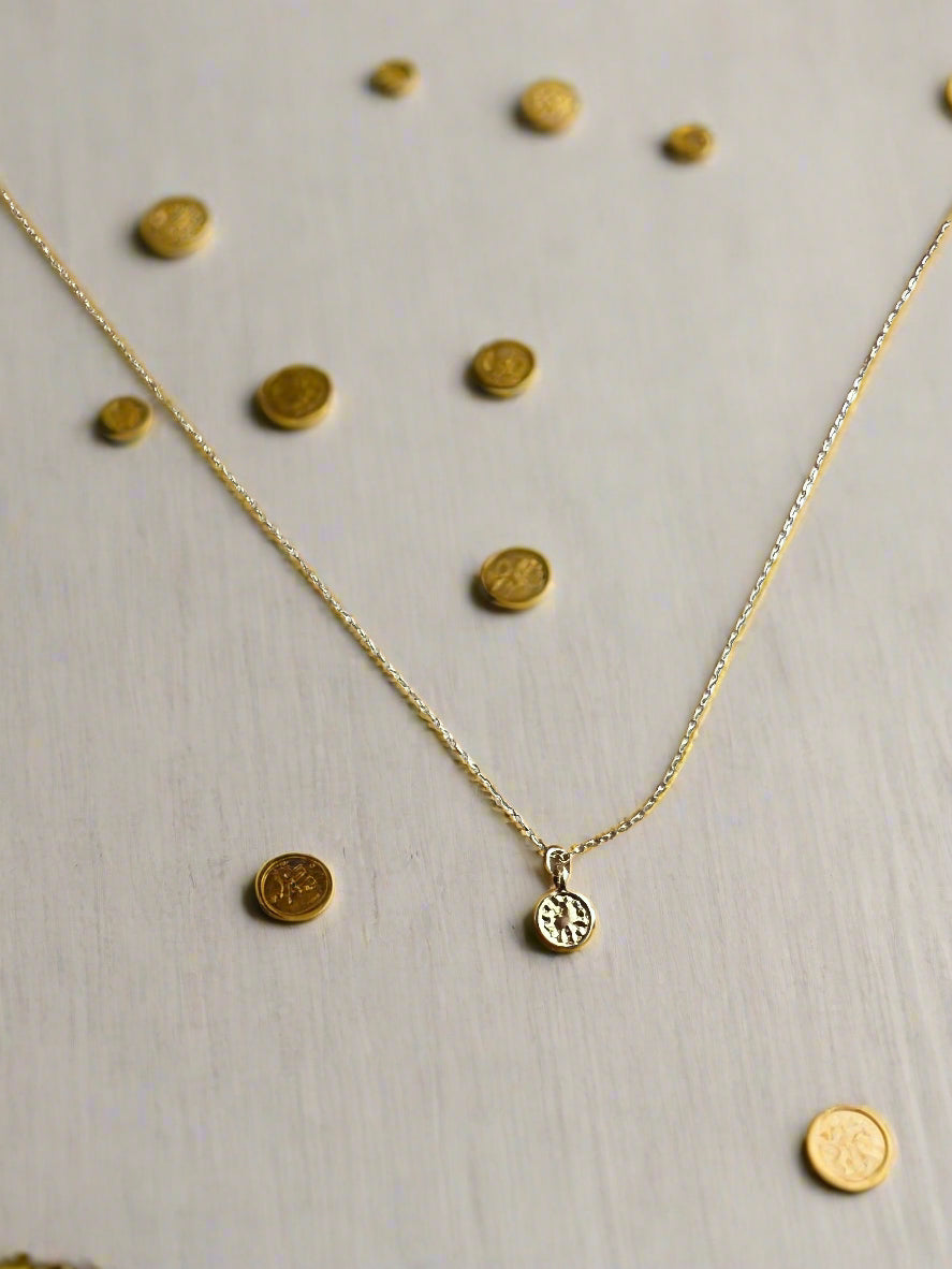 14K Gold Fill Coin Medallion Charm Necklace