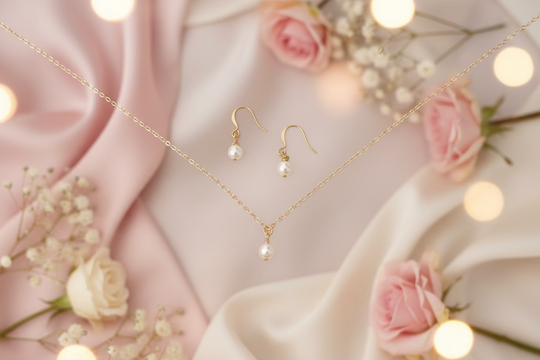 White Pearl Bridesmaid Necklace & Earring Set