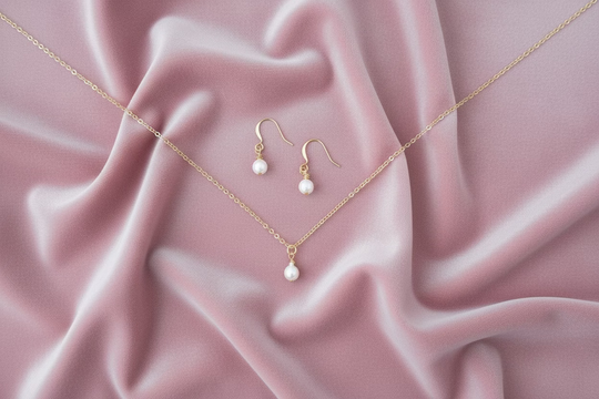 White Pearl Bridesmaid Necklace & Earring Set