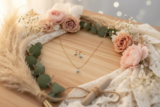 Baby Blue Pearl Bridesmaid Gift Necklace Earring Set, Celebrate your bridesmaids in style with this elegant pearl necklace and earring set