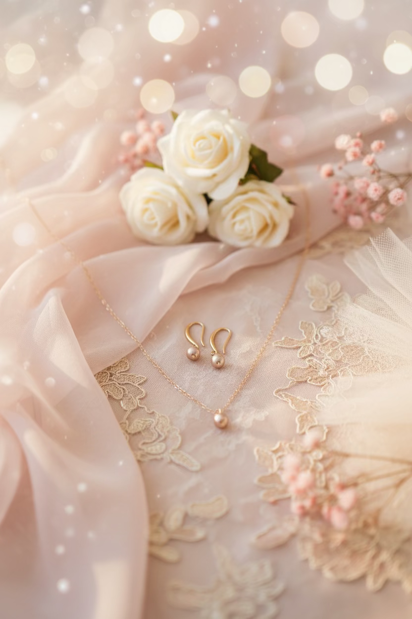 Rose Gold Pearl Bridesmaid Necklace Gift Set, Timeless Rose Gold Pearl Bridesmaid Necklace & Earring Set featuring lustrous 6mm pearls paired