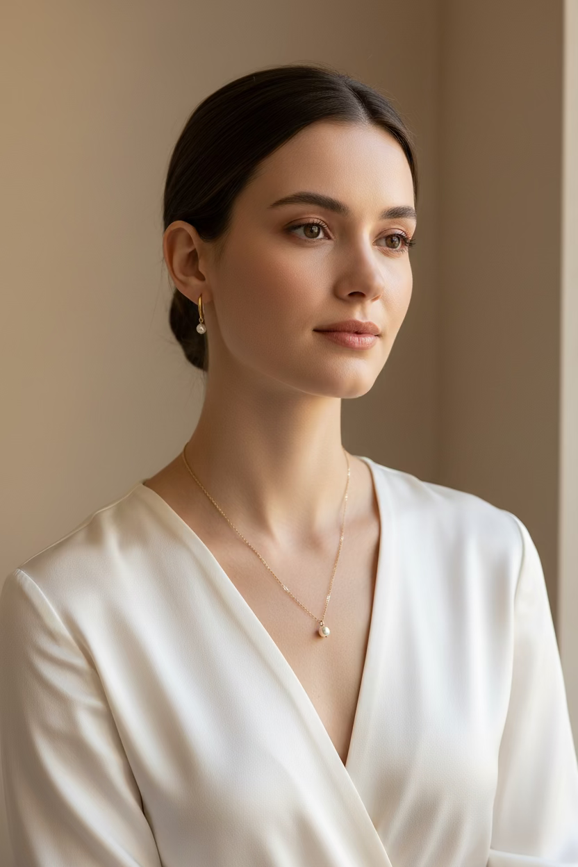 Cream Pearl Bridesmaid Necklace Gift Set, Perfect for bridesmaids and wedding celebrations, this elegant soft cream color pearl necklace and earring set combines timeless beauty with practical design