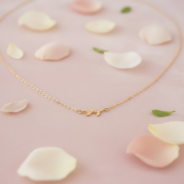14K Gold Olive Branch Charm Necklace