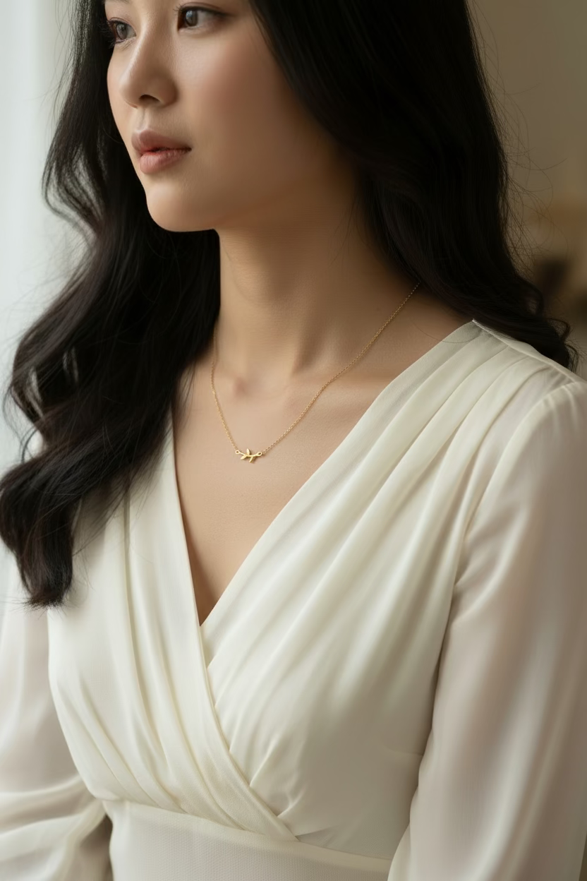 14K Gold Fill Olive Branch Charm Necklace