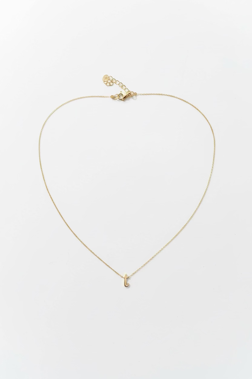 Gold Script Initial Necklace