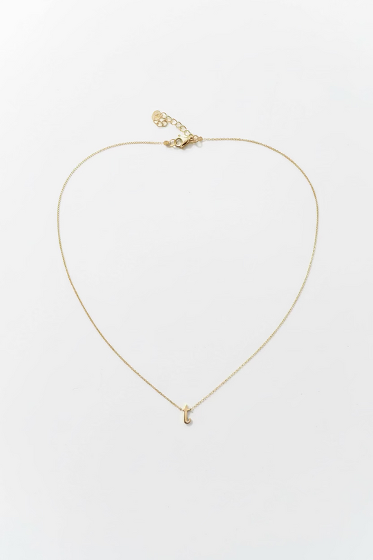 Gold Script Initial Necklace