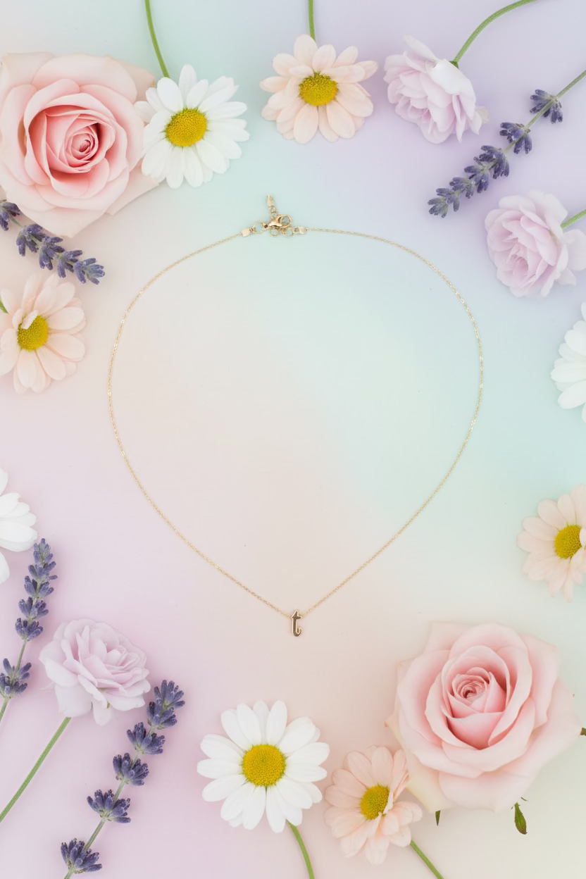 Gold Script Initial Necklace