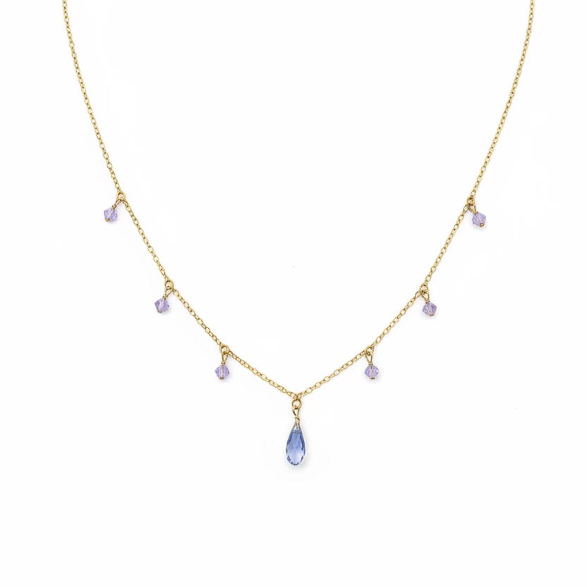 Lavender Crystal Teardrop Necklace
