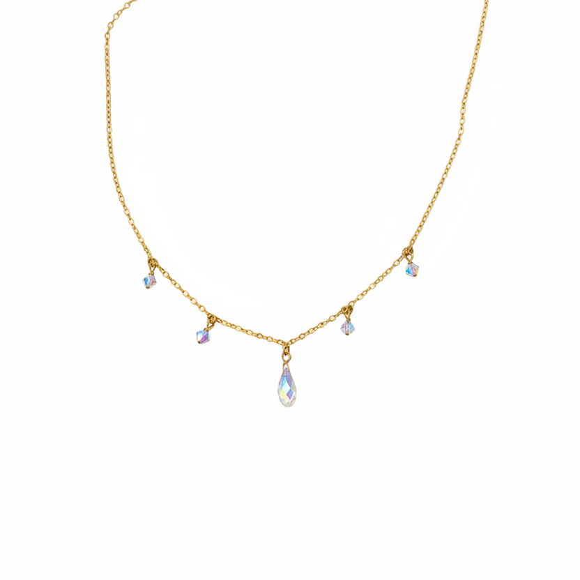 Clear Crystal Teardrop Necklace