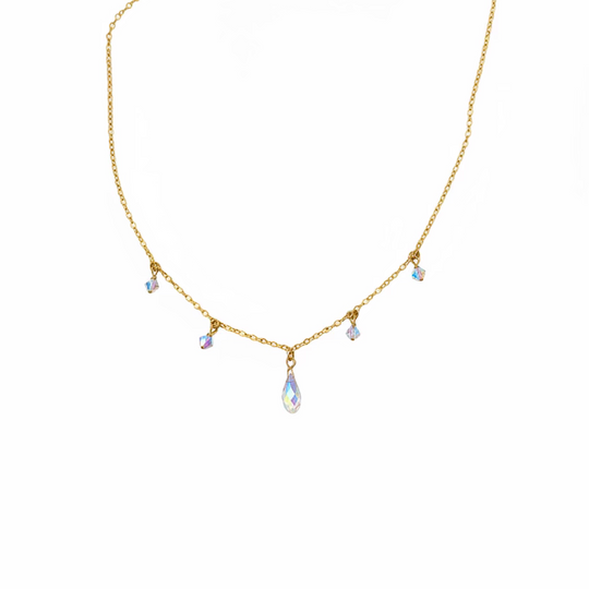 Clear Crystal Teardrop Necklace