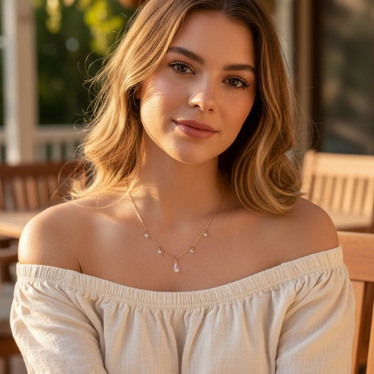 Clear Crystal Teardrop Necklace