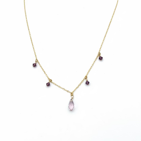 Purple Crystal Teardrop Necklace