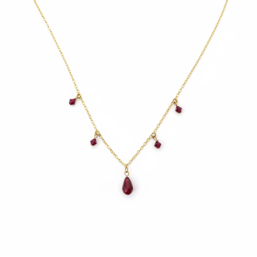Red Crystal Teardrop Necklace