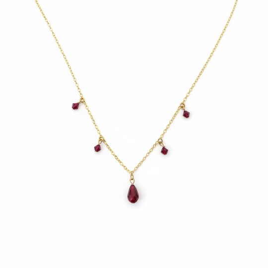 Red Crystal Teardrop Necklace