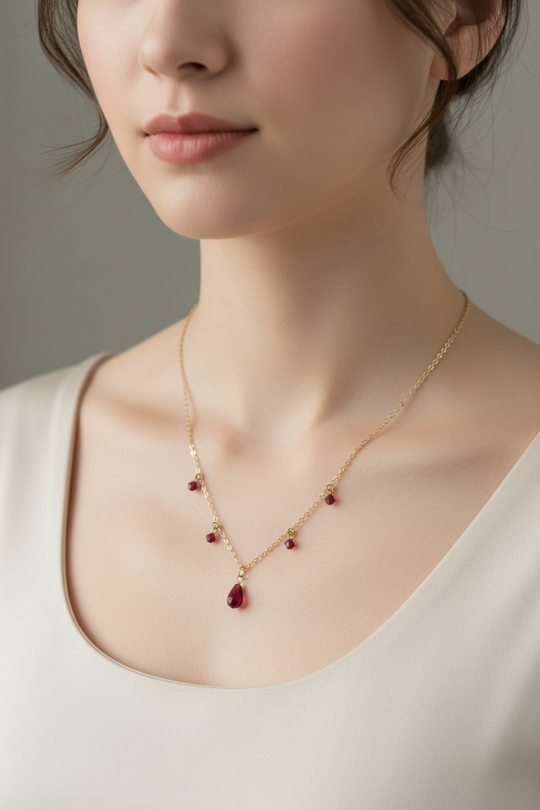 Red Crystal Teardrop Necklace