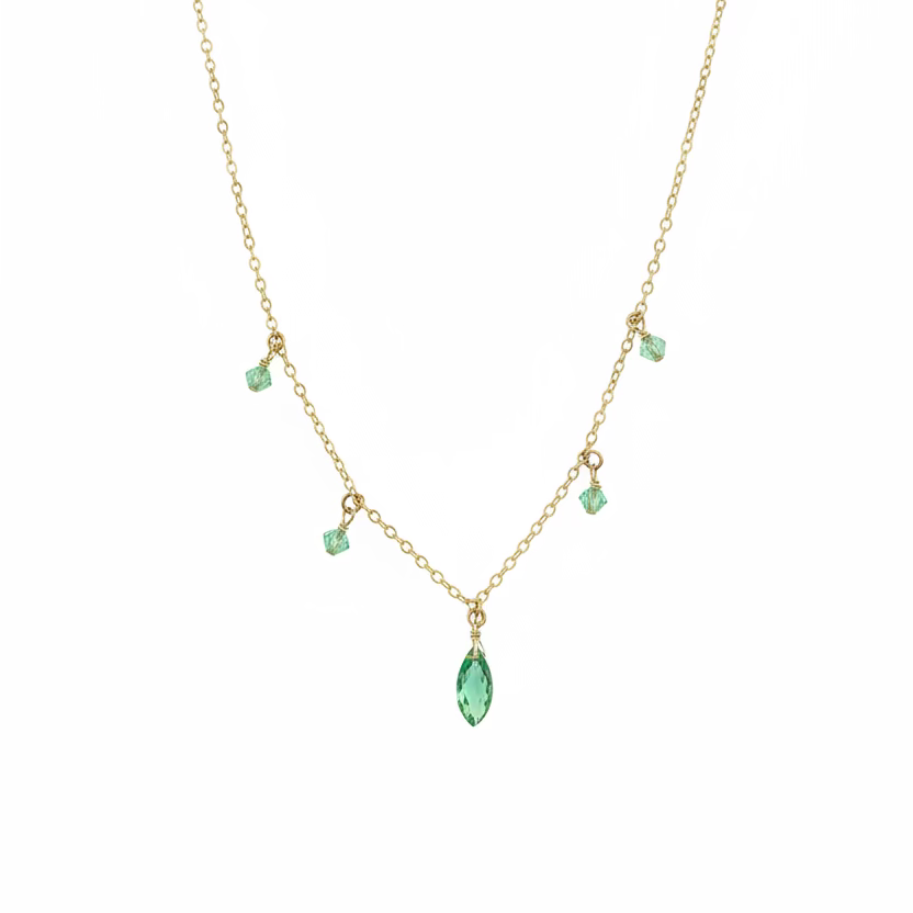 Green Crystal Teardrop Necklace