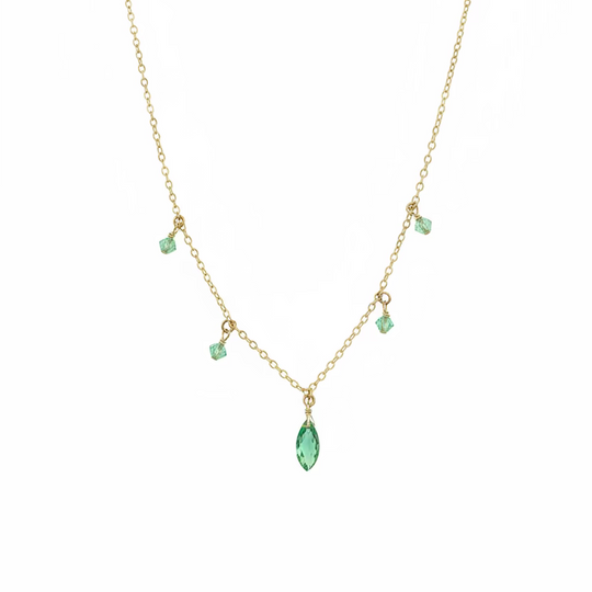 Green Crystal Teardrop Necklace