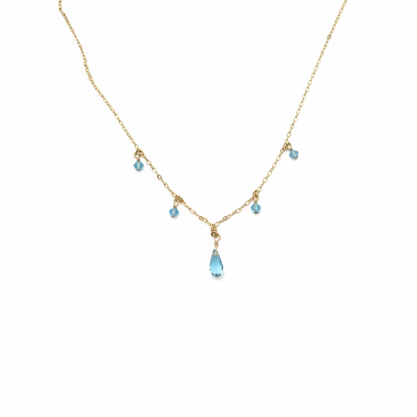 Blue Crystal Teardrop Necklace