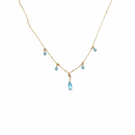 Blue Crystal Teardrop Necklace