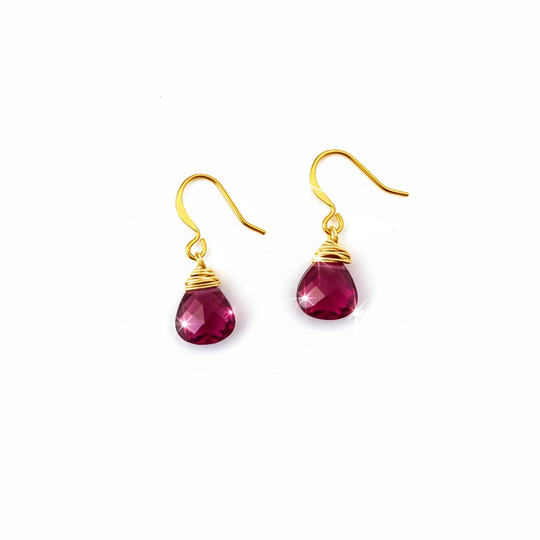 Ruby Red Crystal Teardrop Earrings