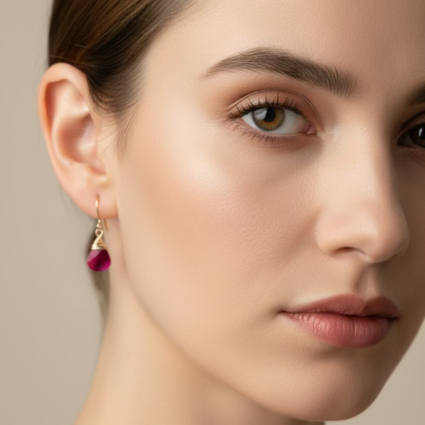 Ruby Red Crystal Teardrop Earrings