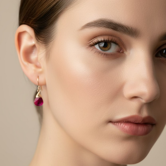 Ruby Red Crystal Teardrop Earrings
